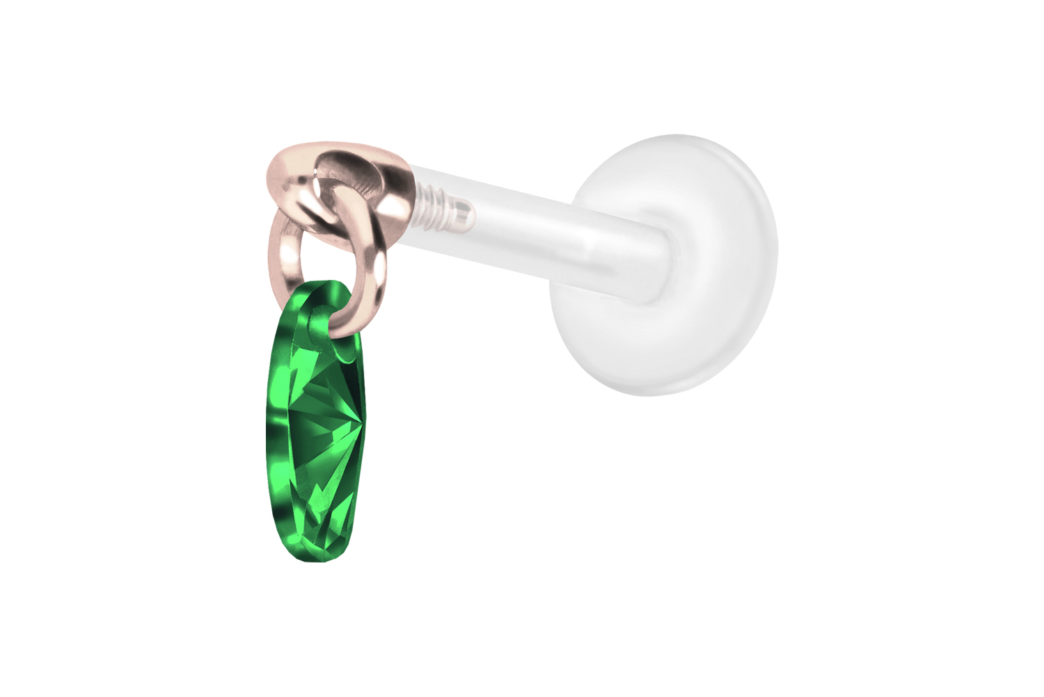 PTFE Labret Piercing mit Innengewinde + Titan-Aufsatz KRISTALLOVAL